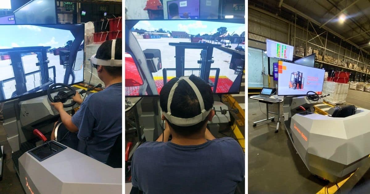 Simulador de autoelevador en jornada de Seguridad de COTO